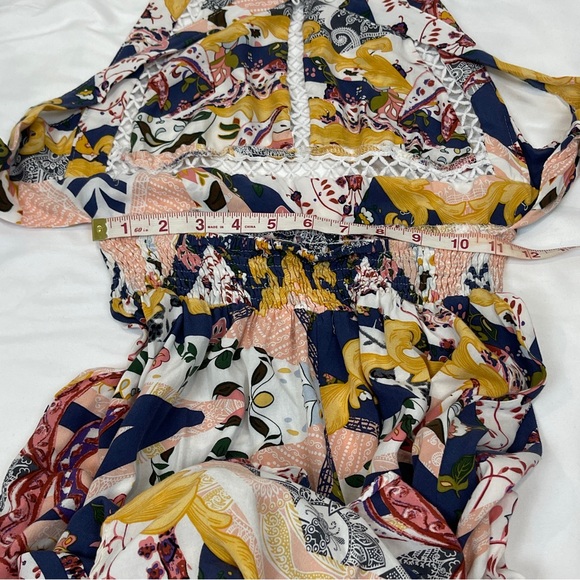 Womens Dress Small? Floral Printed Halter Cinch Waist A Line Dress - Picture 10 of 16